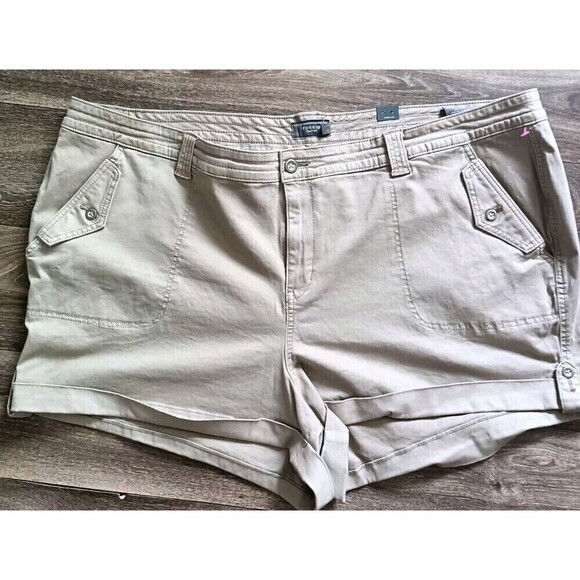 Torrid Military  Short Shorts Size 30 Summer Khaki Tan Stretch Twill Chino New - Picture 3 of 10